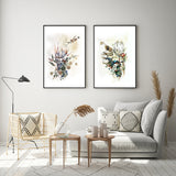 Canvas Wall Art Set - Berries and Protea in Black Frame (80cm x 120cm)