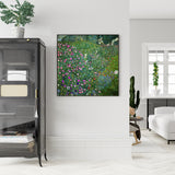 Gustav Klimt's Italian Garden Canvas Art - 90cm x 90cm with Black Floating Frame