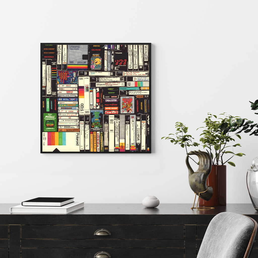 Canvas Wall Art - 90cm x 90cm Book Design in Black Frame