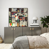 Canvas Wall Art - 90cm x 90cm Book Design in Black Frame