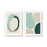 Abstract Green Circle Wall Art Set - 40cm x 60cm White Framed Canvas Prints