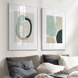 Abstract Green Circle Wall Art Set - 40cm x 60cm White Framed Canvas Prints