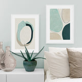 Abstract Green Circle Wall Art Set - 90cm x 135cm Framed Canvas Prints