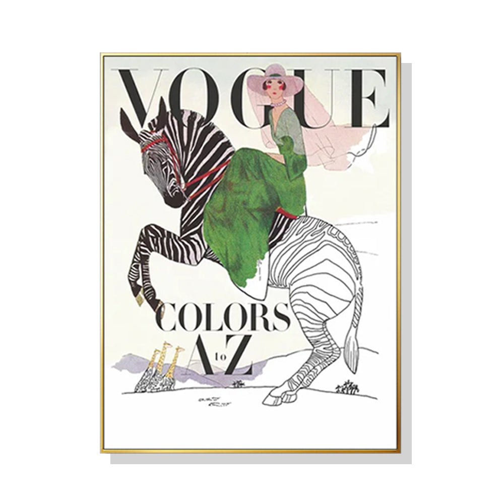 Vogue Lady Canvas Art with Gold Frame - 90x135cm Premium Print