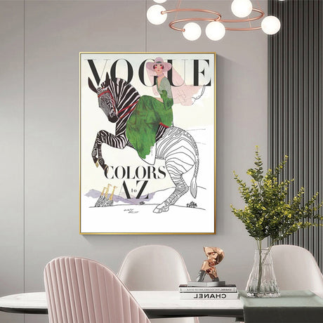 Vogue Lady Canvas Art with Gold Frame - 90x135cm Premium Print