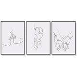 Couples Canvas Wall Art Set - 3 Framed Prints (70cm x 100cm) in Black Frame