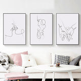 Couples Canvas Wall Art Set - 3 Framed Prints (70cm x 100cm) in Black Frame