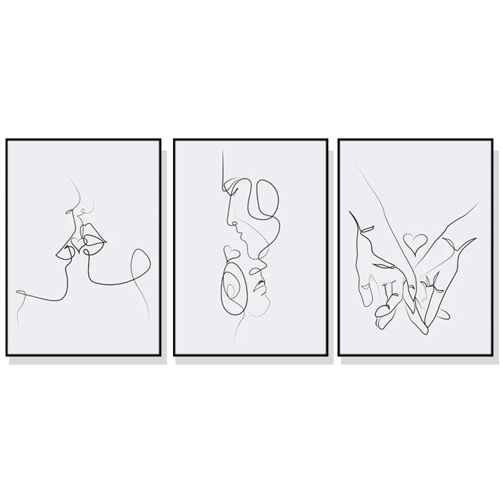 Couples Canvas Wall Art Set - 80cm x 120cm with Black Floating Frames