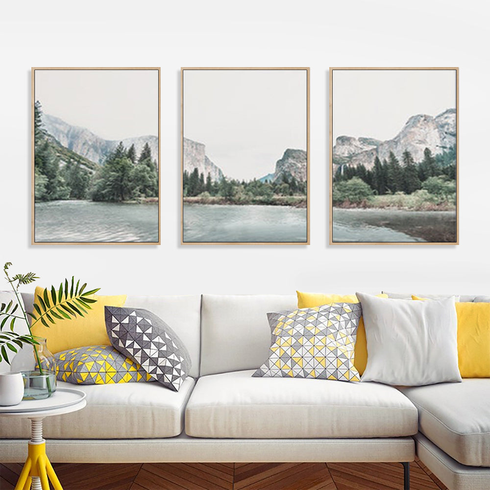 Yosemite Valley National Park Canvas Wall Art Set - 70cm x 100cm with Wooden Frames