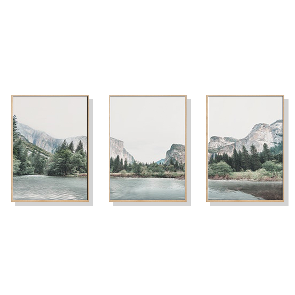 Yosemite Valley National Park Canvas Wall Art Set - 80cm x 120cm with Wood Frame