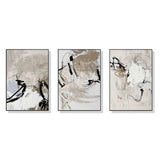 80x120cm Modern Abstract Beige Canvas Wall Art Set of 3 with Black Frames