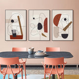 Contemporary 3-Piece Abstract Line Art Set by Picasso - 70cm x 100cm Black Framed Canvas Prints