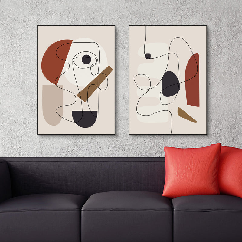 Contemporary 3-Piece Abstract Line Art Set by Picasso - 70cm x 100cm Black Framed Canvas Prints