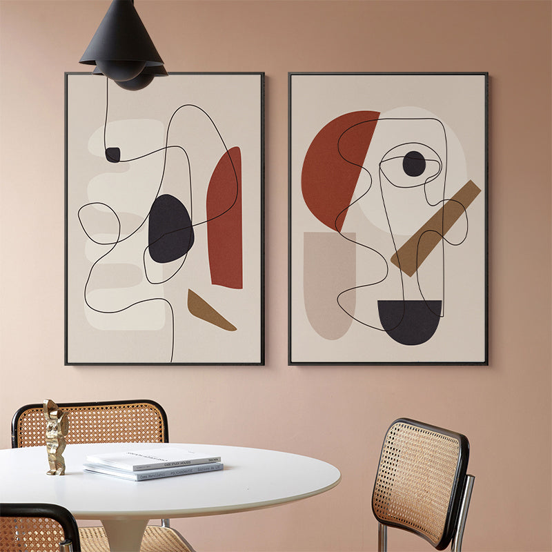 Contemporary 3-Piece Abstract Line Art Set by Picasso - 70cm x 100cm Black Framed Canvas Prints