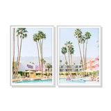 Saguaro Hotel Canvas Wall Art Set - 80cm x 120cm with White Floating Frames