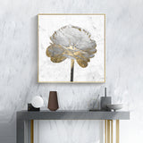 Elegant Gold and White Blossom Canvas Art Set - Framed Wall Decor (90cm x 90cm)