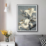 Floral Elegance II Canvas Print with Black Floating Frame - 90cm x 135cm