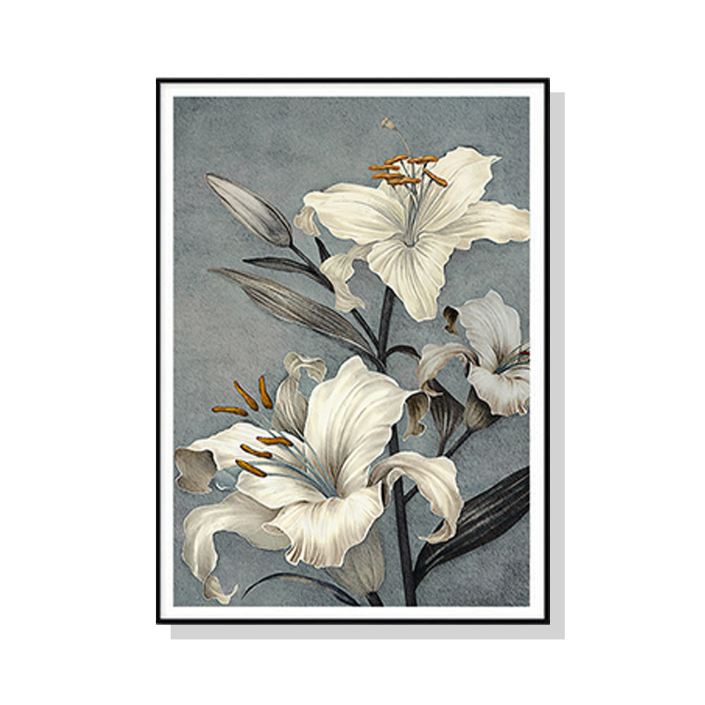 Floral Lily II Canvas Art with Black Frame - 100cm x 150cm