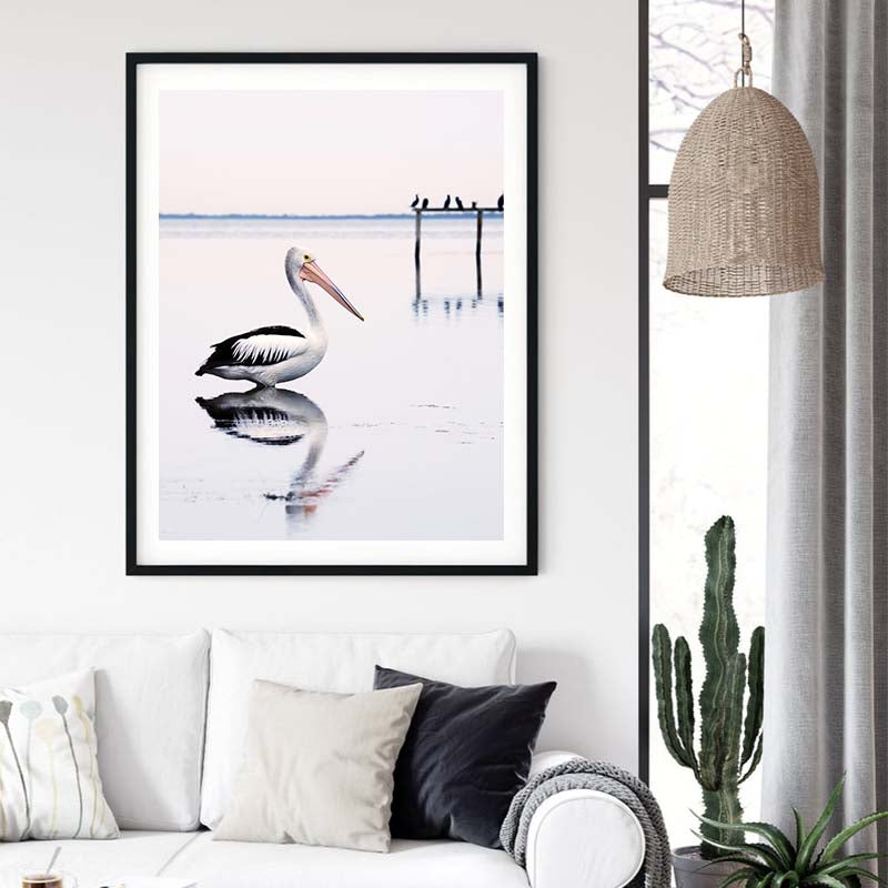 Pelican Canvas Art with Black Frame - 90cm x 135cm