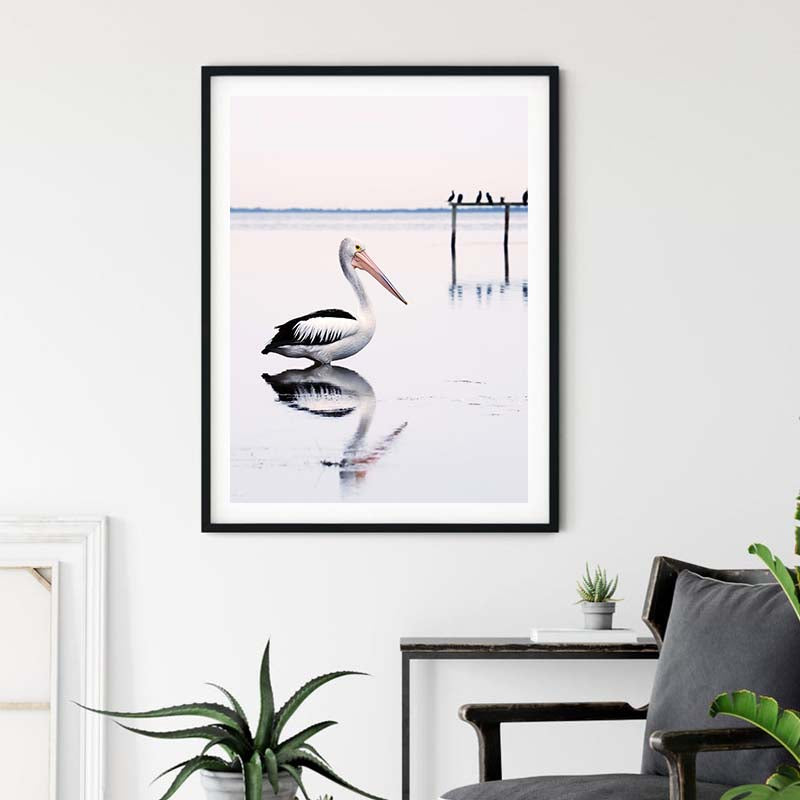 Pelican Canvas Art with Black Frame - 90cm x 135cm