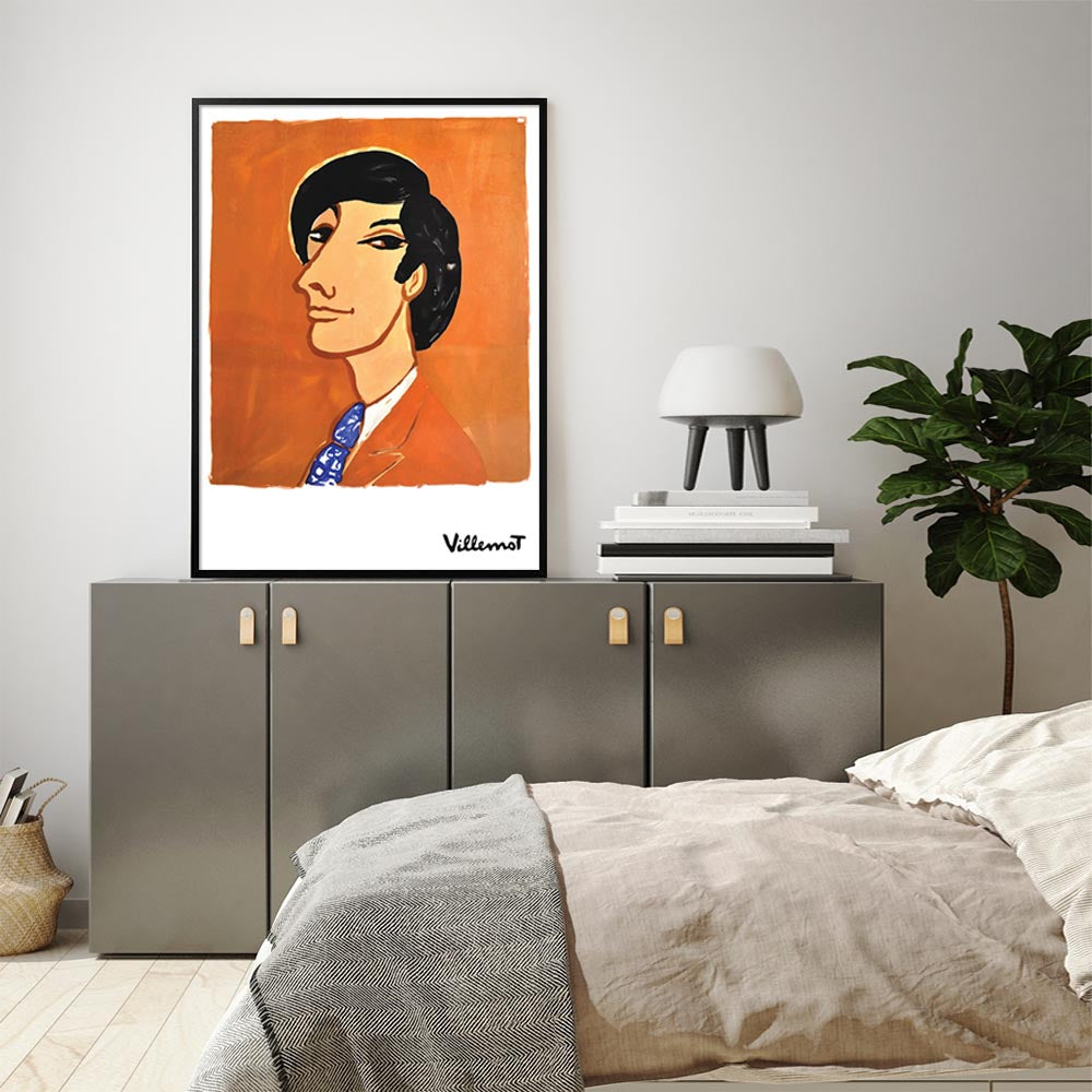 Contemporary Canvas Art Print 90cmx135cm with Black Floating Frame - Villemot 1971