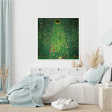 Gustav Klimt Inspired Sunflower Canvas Art - 100cmx100cm with White Floating Frame