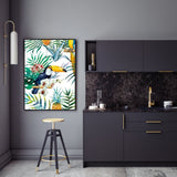 Toucan Paradise Wall Canvas Art with Black Floating Frame - 90cm x 135cm