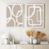 Contemporary Abstract Canvas Wall Art Set - 40x60cm with White Framed Finish