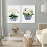 Elegant Floral Canvas Prints in White Frames - Set of 2 (80cm x 120cm)