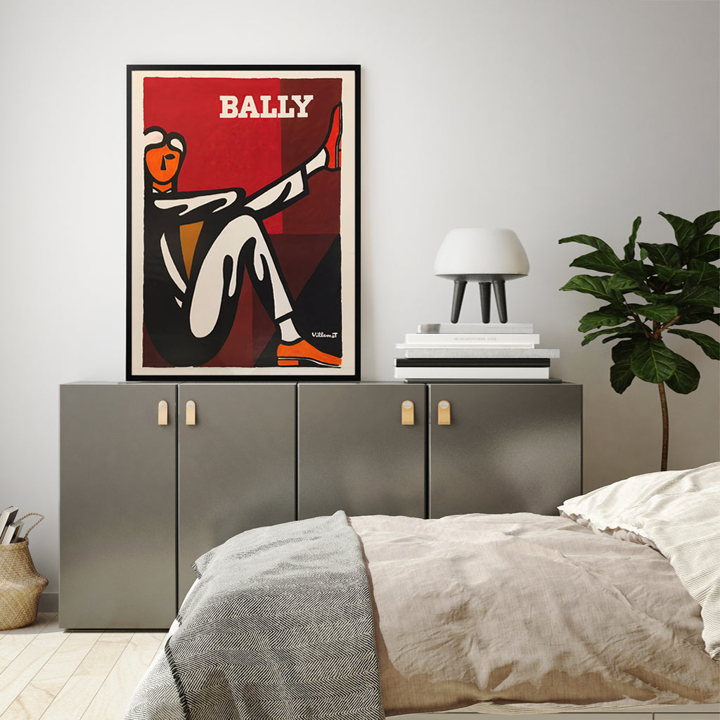 Bally Man Canvas Art Print 40x60cm with Black Floating Frame by Villemot