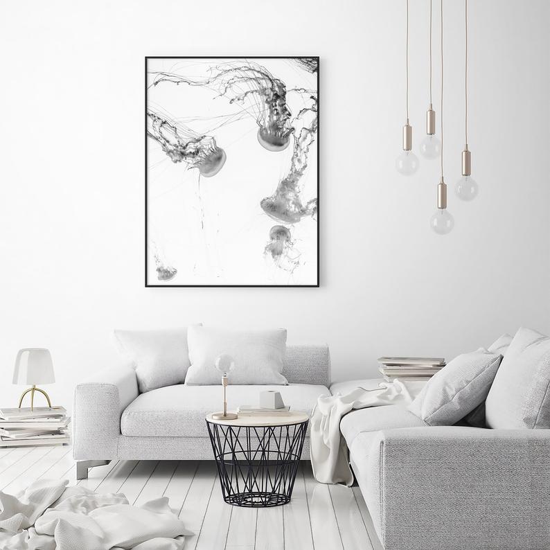 Jellyfish Canvas Art with Black Frame - 90cm x 135cm