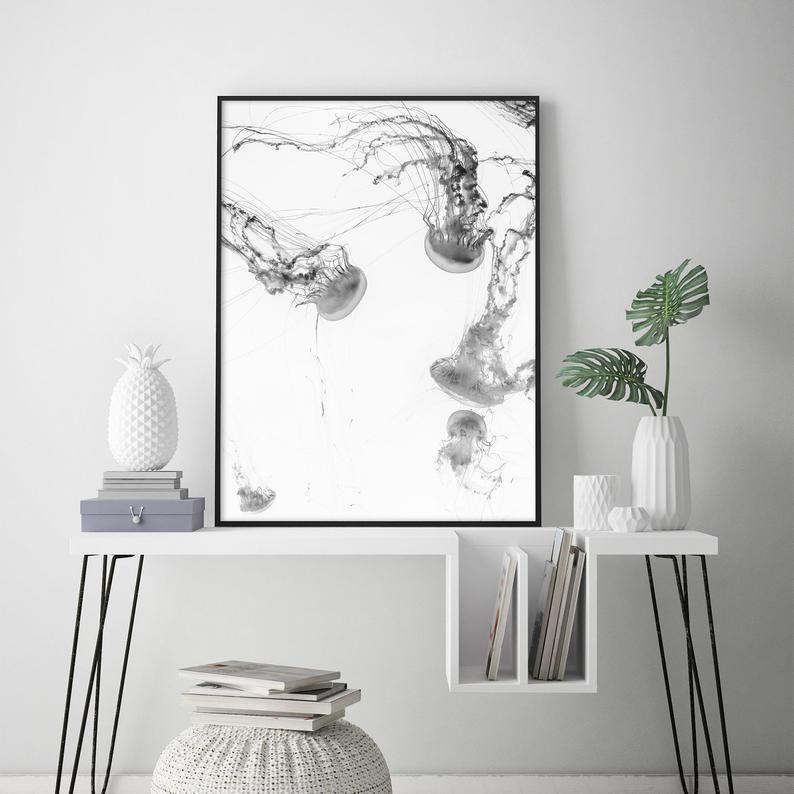 Jellyfish Canvas Art with Black Frame - 90cm x 135cm