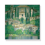 Gustav Klimt's "Church in Cassone" 90cm x 90cm Canvas Wall Art with White Floating Frame