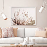 Framed Canvas Wall Art - Pure Protea II in White Frame (90cm x 135cm)