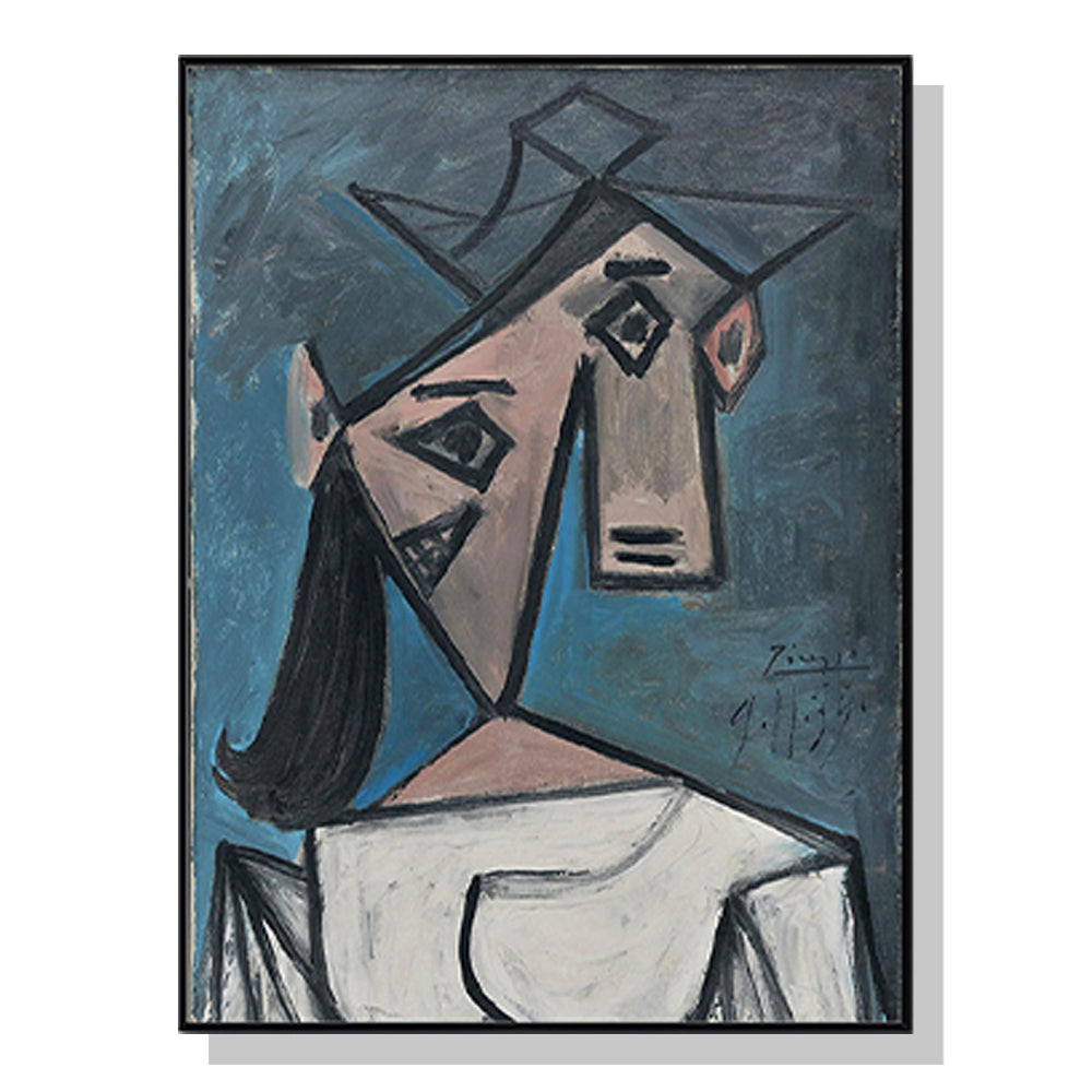 Pablo Picasso Woman's Head Canvas Wall Art - 100cm x 150cm with Black Floating Frame