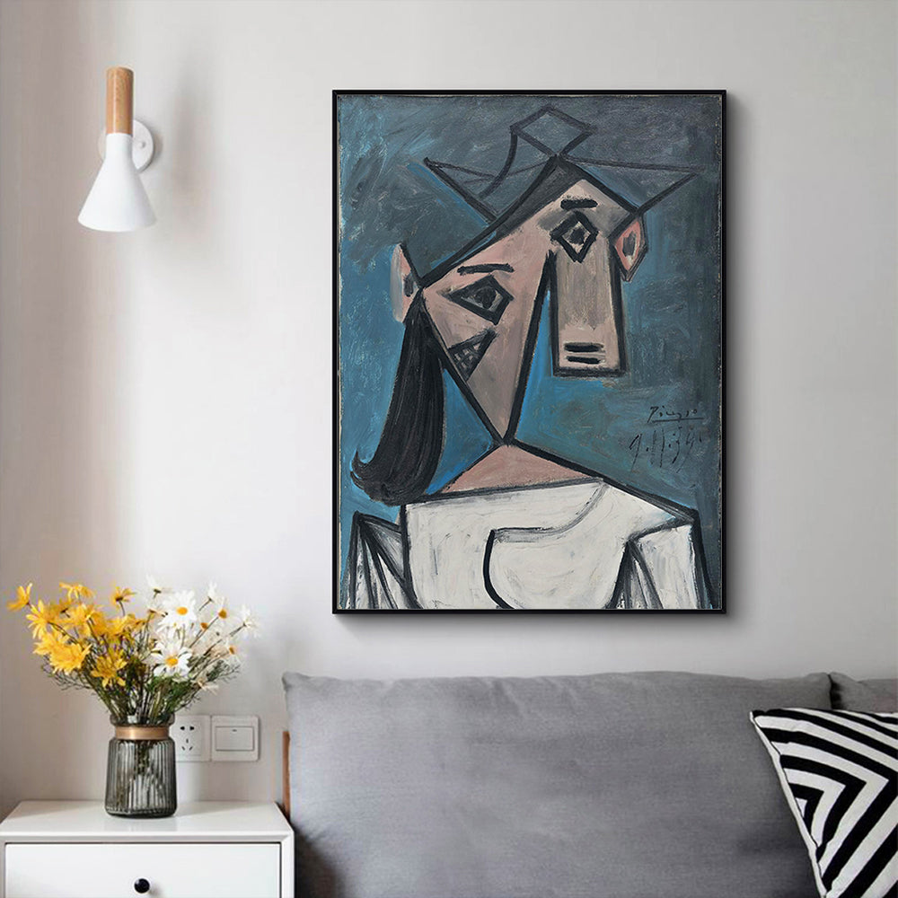 Pablo Picasso Woman's Head Canvas Wall Art - 100cm x 150cm with Black Floating Frame