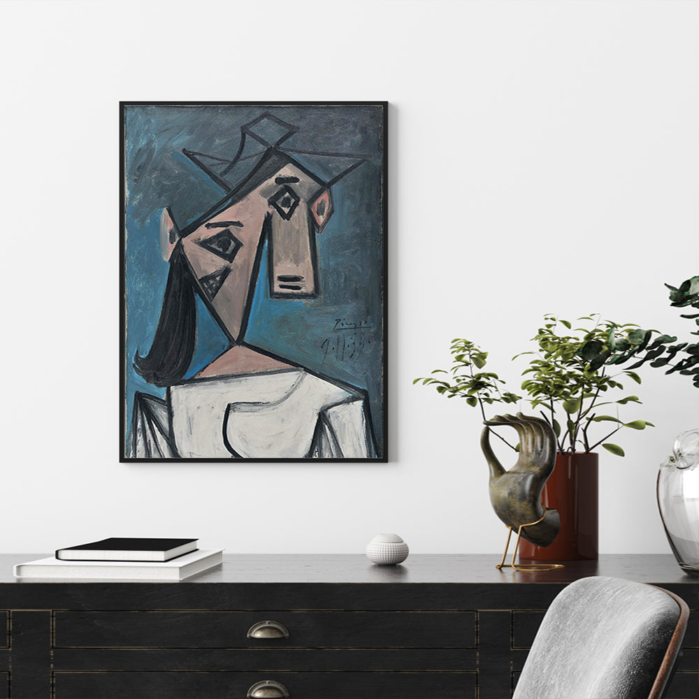 Pablo Picasso Woman's Head Canvas Wall Art - 100cm x 150cm with Black Floating Frame