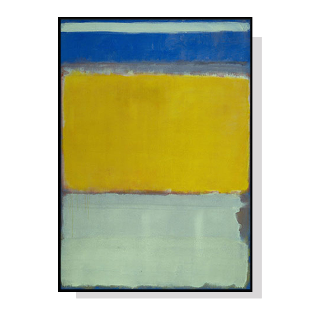 Mark Rothko Inspired Blue Yellow Green Canvas Wall Art 90x135cm with Black Frame