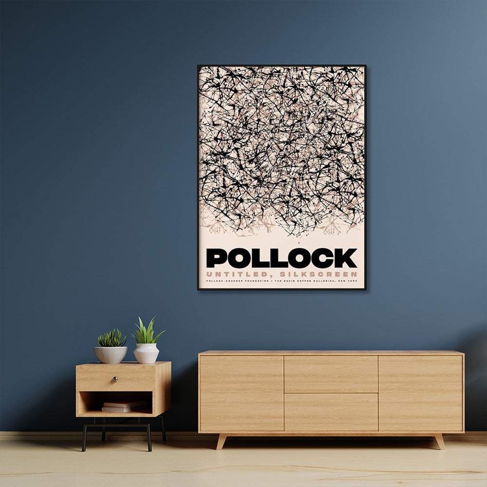 Jackson Pollock Inspired Canvas Art - 90cmx135cm Framed Print with Floating Effect