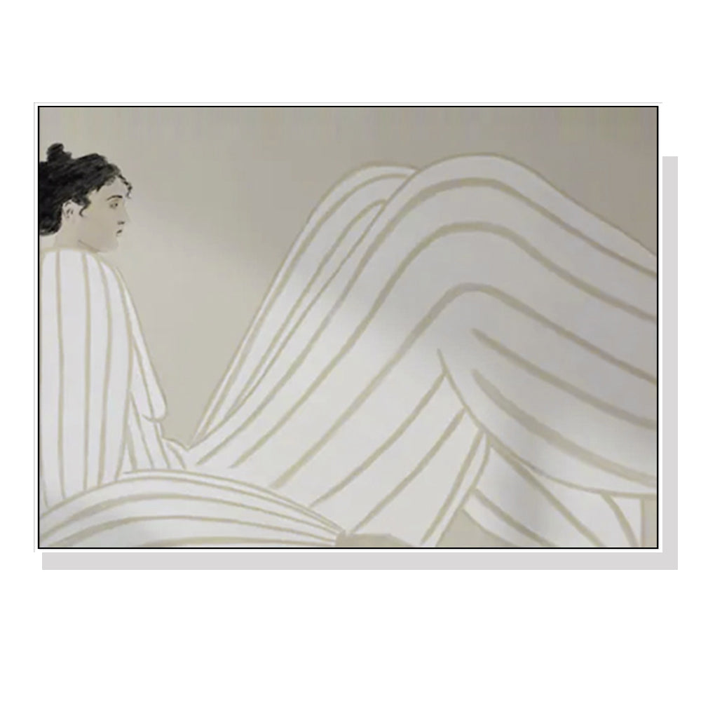 Elegant Abstract Lady Canvas Art with White Floating Frame - 90cm x 135cm