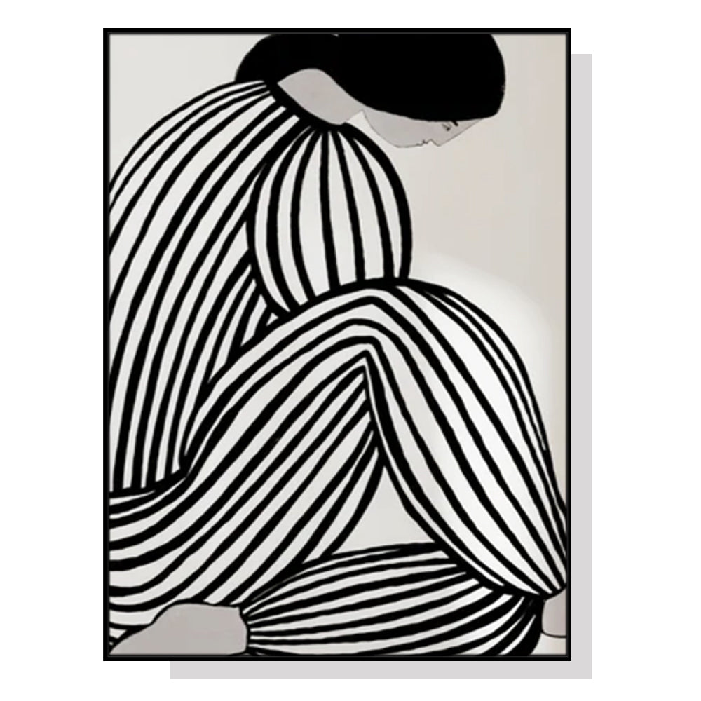 Mid Century Figure Canvas Art with Black Frame - 90cm x 135cm