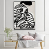 Mid Century Figure Canvas Art with Black Frame - 90cm x 135cm