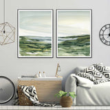 Framed Watercolor Landscape Canvas Art Set - 40x60cm with Black Frame