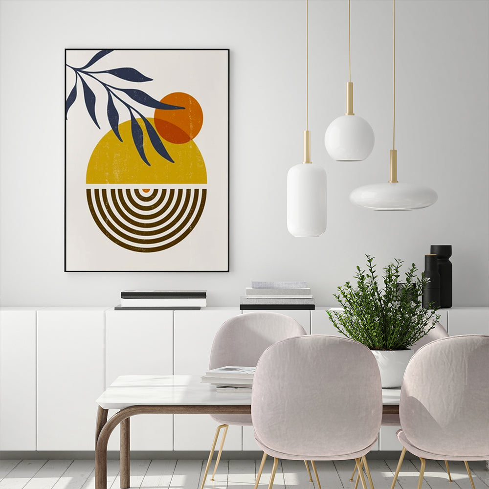 Celestial Harmony: Framed Canvas Art of Sun and Moon (100cm x 150cm)