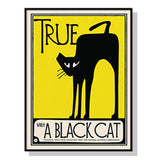 Elegant Black Cat Canvas Wall Art with Floating Frame - 90cm x 135cm