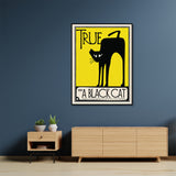 Elegant Black Cat Canvas Wall Art with Floating Frame - 90cm x 135cm