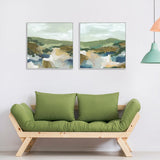 Framed Abstract Landscape Canvas Art Set - 80cm x 80cm, White Floating Frame