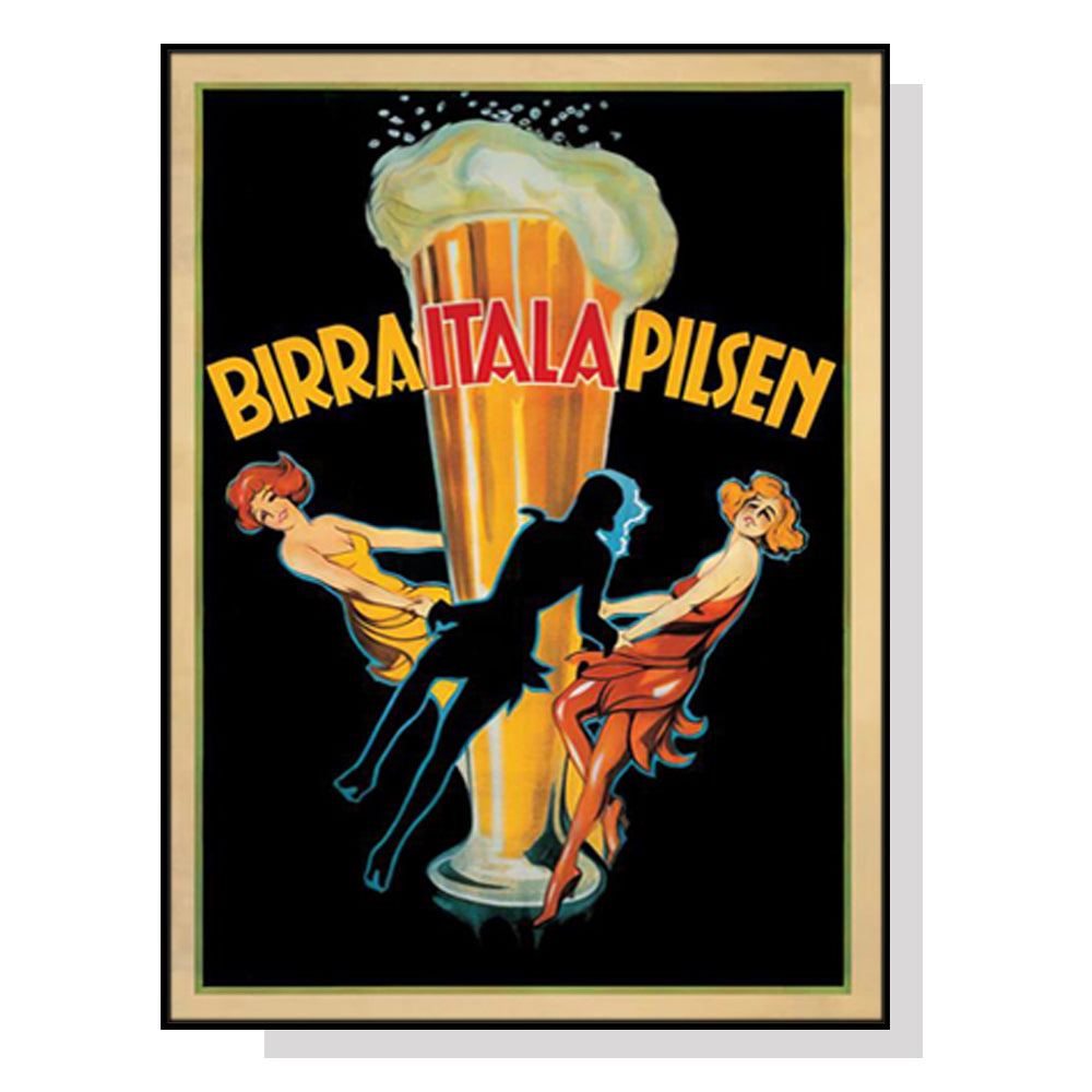 Birra Italia Pilsen Canvas Wall Art - 100cm x 150cm with Black Floating Frame