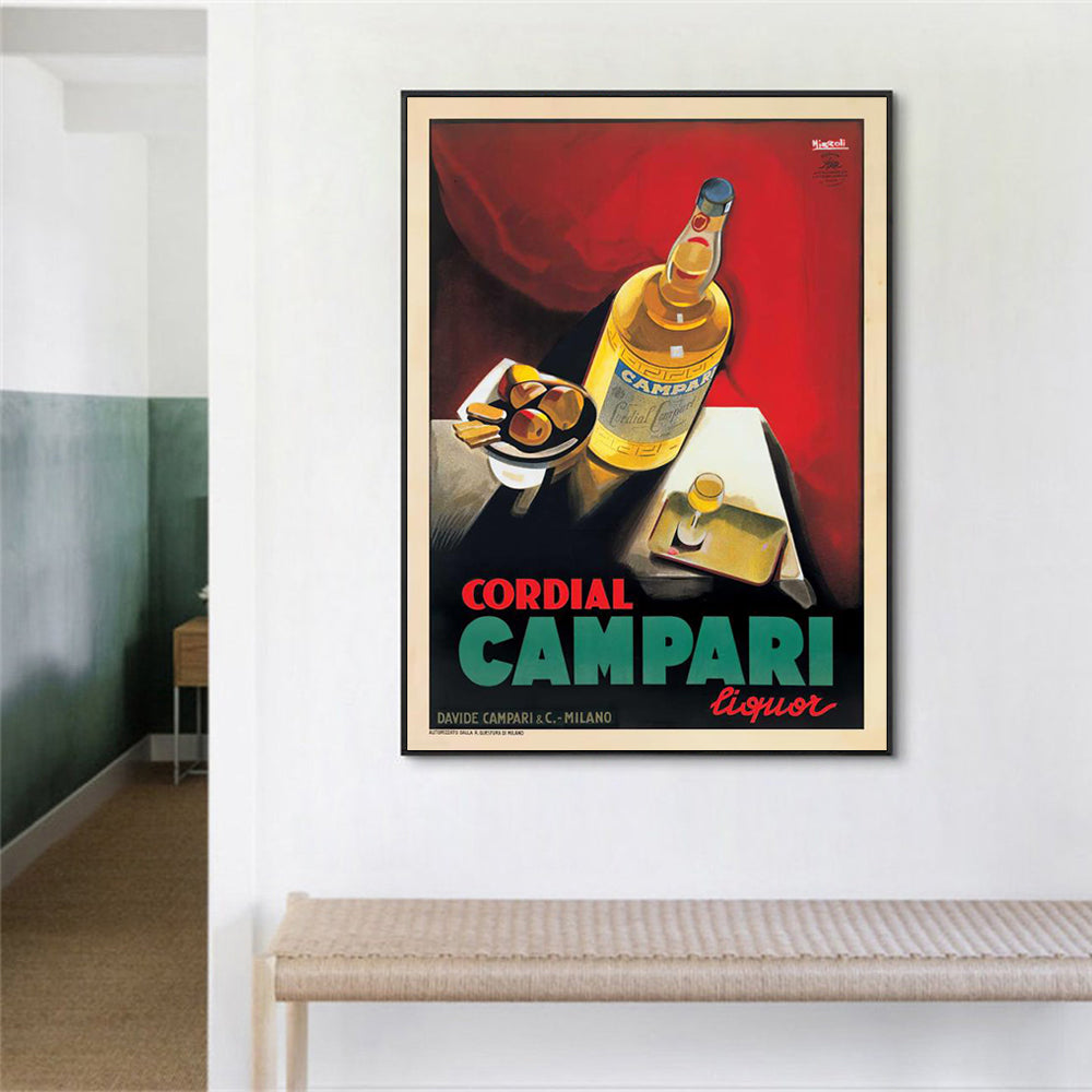 Cordial Campari Liquor Canvas Art - 90cm x 135cm with Black Frame