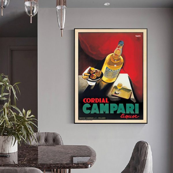 Cordial Campari Liquor Canvas Art - 90cm x 135cm with Black Frame